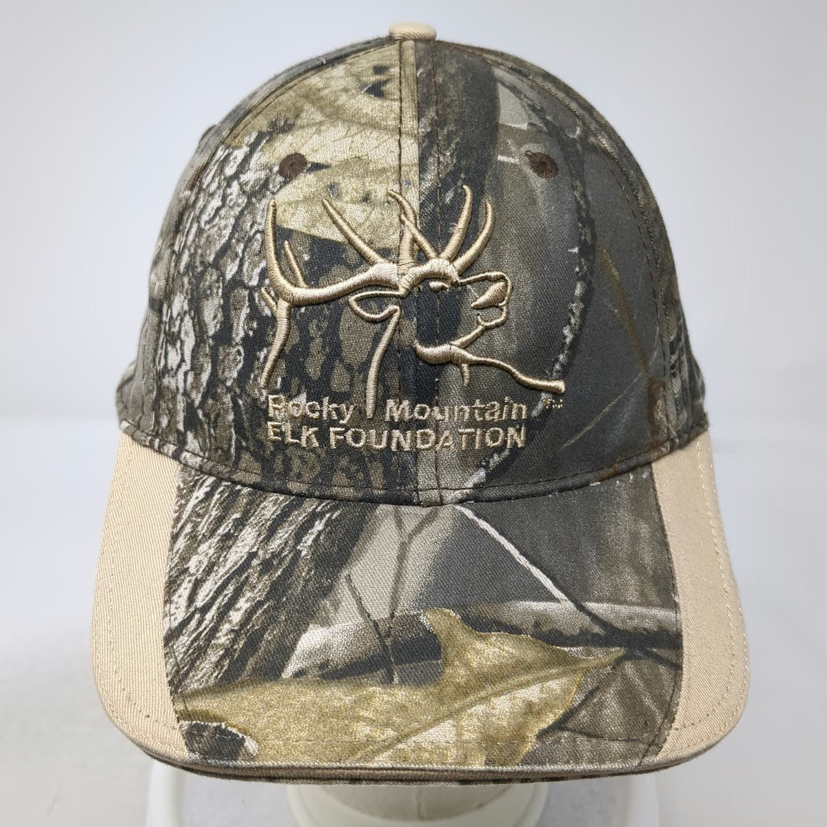 Rocky Mountain Elk Foundation Baseball Cap Green One Size Camo Hunting Strapback
