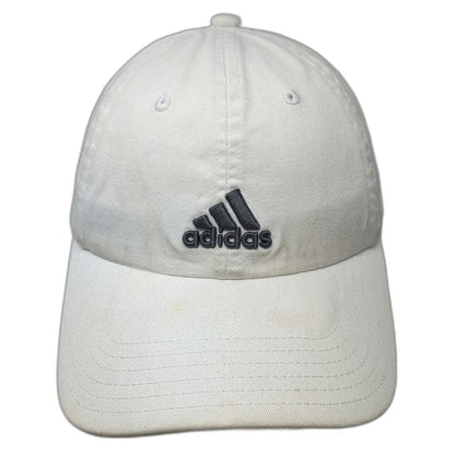 Adidas Baseball Cap White One Size Slideback Embroidered Logo Cotton Adjustable