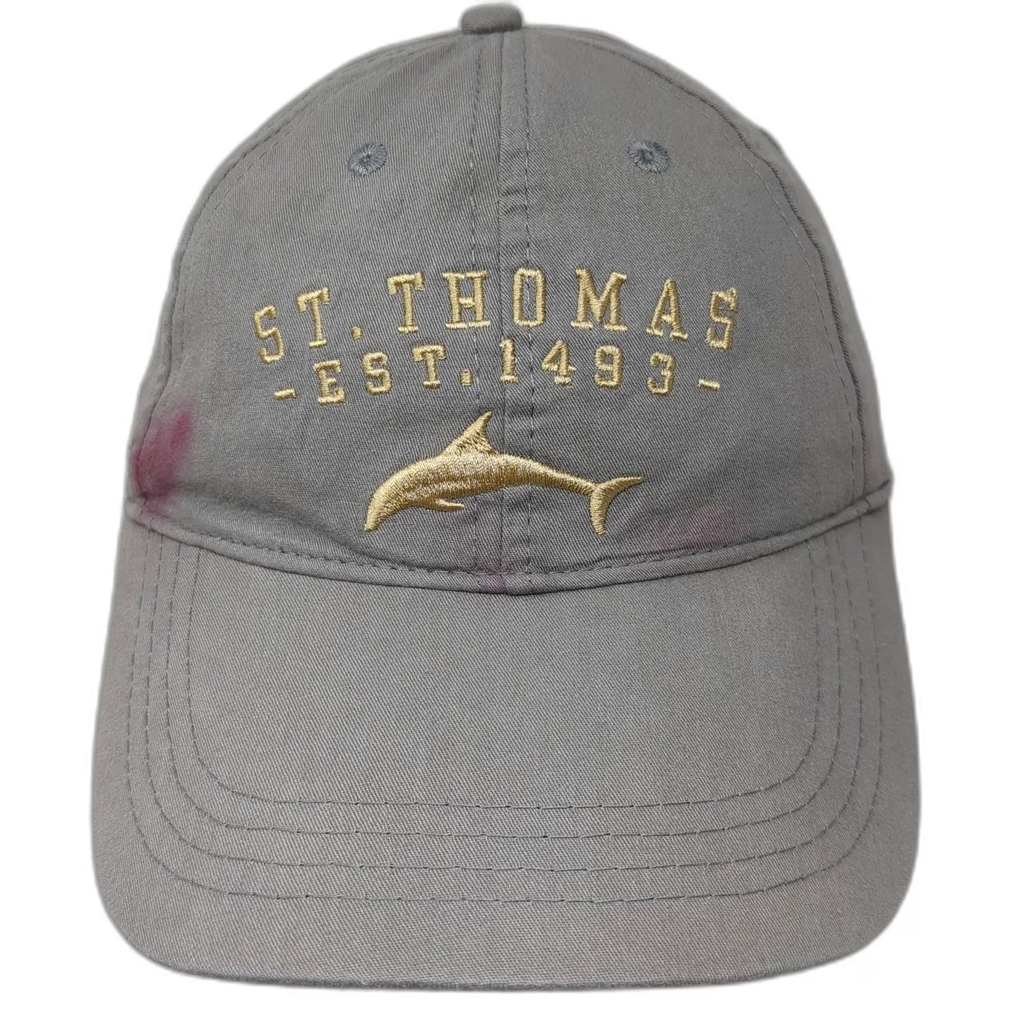 Ocean Blue Apparel St. Thomas Dolphin Gray One Size Baseball Cap Hat Embroidered