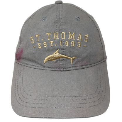 Ocean Blue Apparel St. Thomas Dolphin Gray One Size Baseball Cap Hat Embroidered