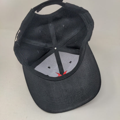 Hurley Red Logo Strapback Hat Black One Size Embroidered Adjustable