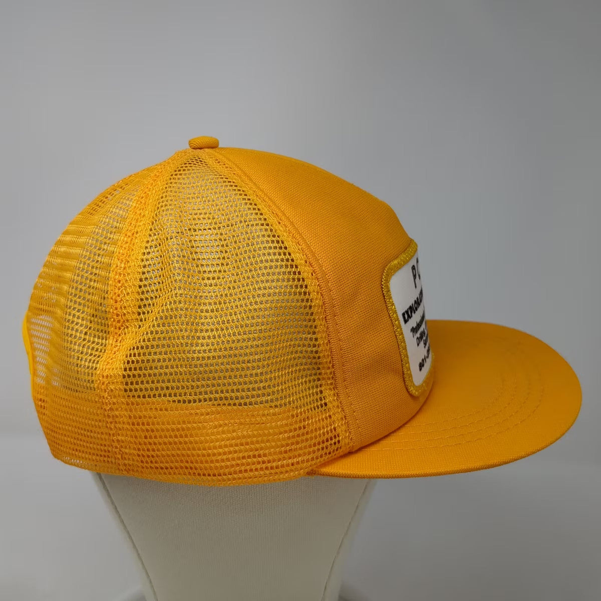 Yellow PC Exploration Inc Drilling Trucker Hat Patch OS USA Snapback Vintage
