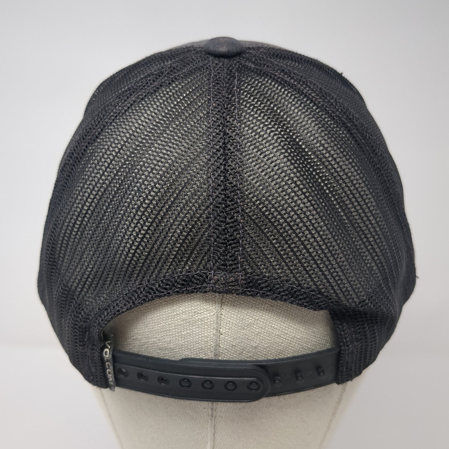 Volcom Snapback Trucker Hat Black One Size Adjustable Embroidered Mesh Back