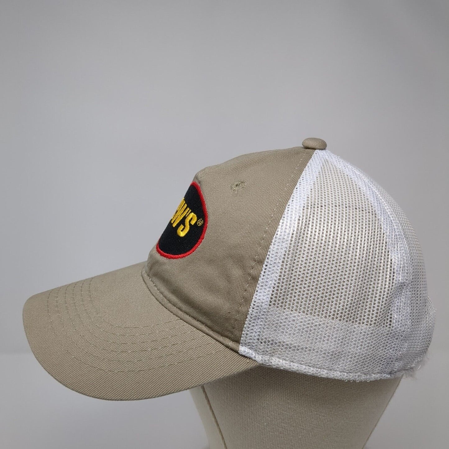 Lew's Strapback Mesh Back Trucker Hat Brown One Size Outdoor Cap 6 Panel