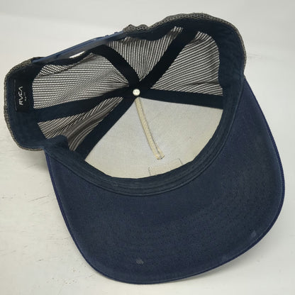 RVCA Trucker Hat Blue One Size Mesh Back Logo Patch Snapback Mid Fit Structured