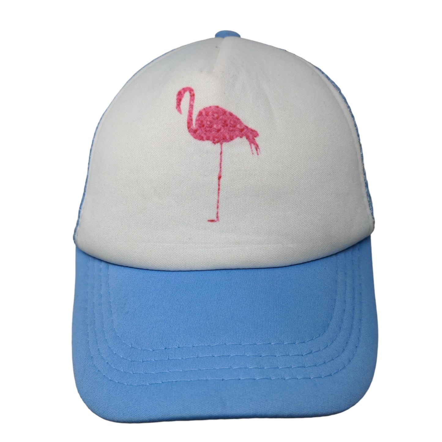 Unbranded Men's Snapback Mesh Back Hat Blue White Flamingo Print Adjustable