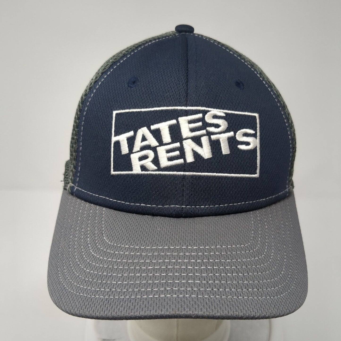 Tates Rents Fitted Mesh Back Hat Gray M/L Embroidered Colorblock Outdoor