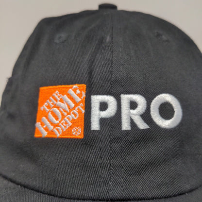 Home Depot Men's Strapback Hat Black Adjustable Embroidered Pro Logo 100% Cotton