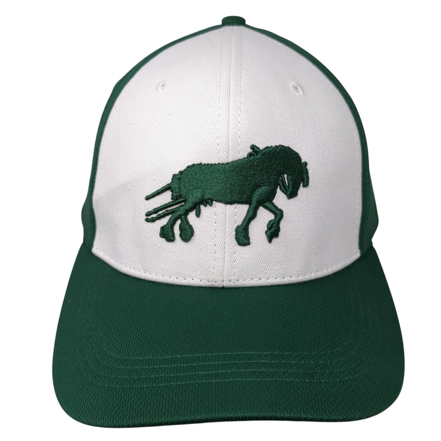 Mollitiam Horse Fitted Hat Green Large Embroidered Colorblock 6 Panel