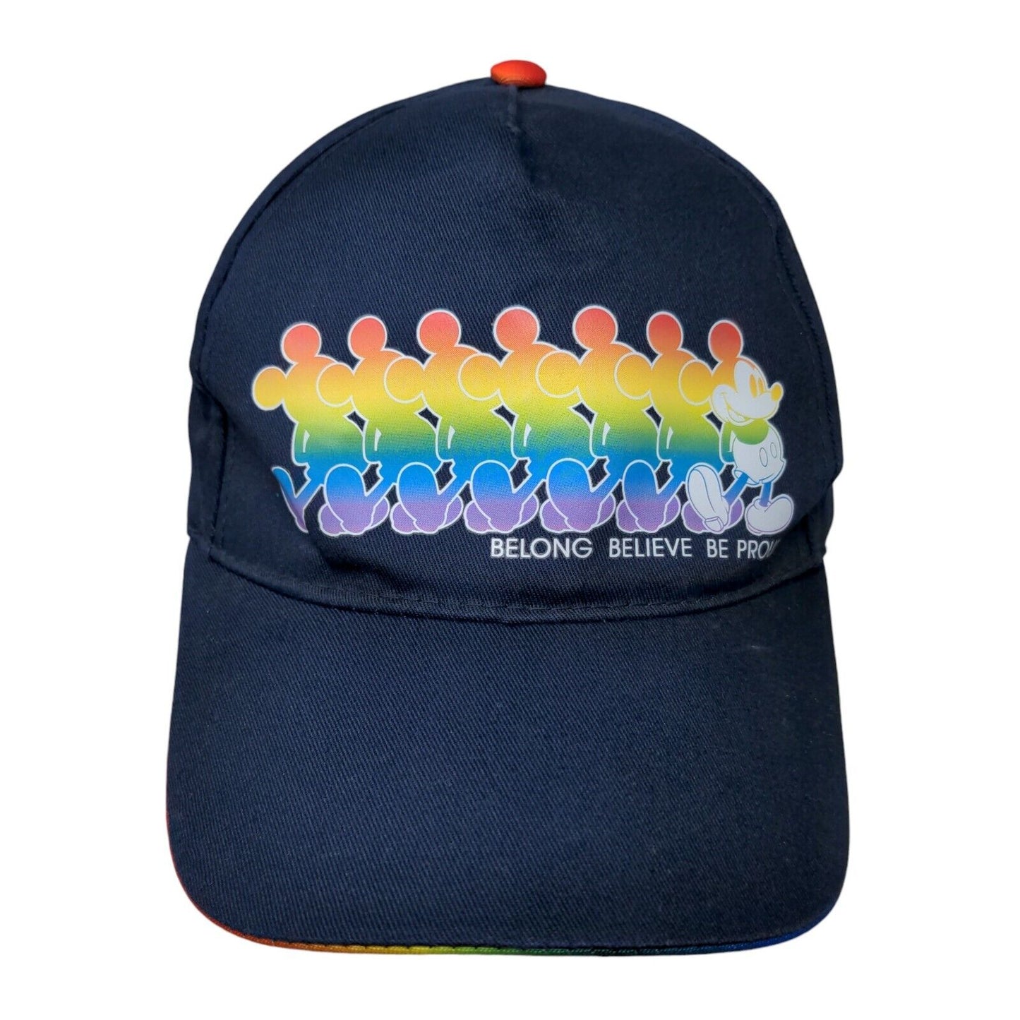 Mickey Mouse Snapback Hat Blue OSFM Belong Believe Be Proud Disney Pride