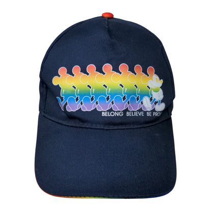 Mickey Mouse Snapback Hat Blue OSFM Belong Believe Be Proud Disney Pride