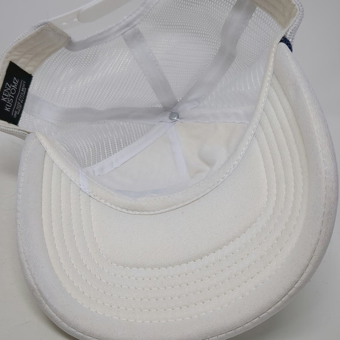 Kenz Kustomz Trucker Hat White One Size Lima One Blue Rope Mesh Back Snapback