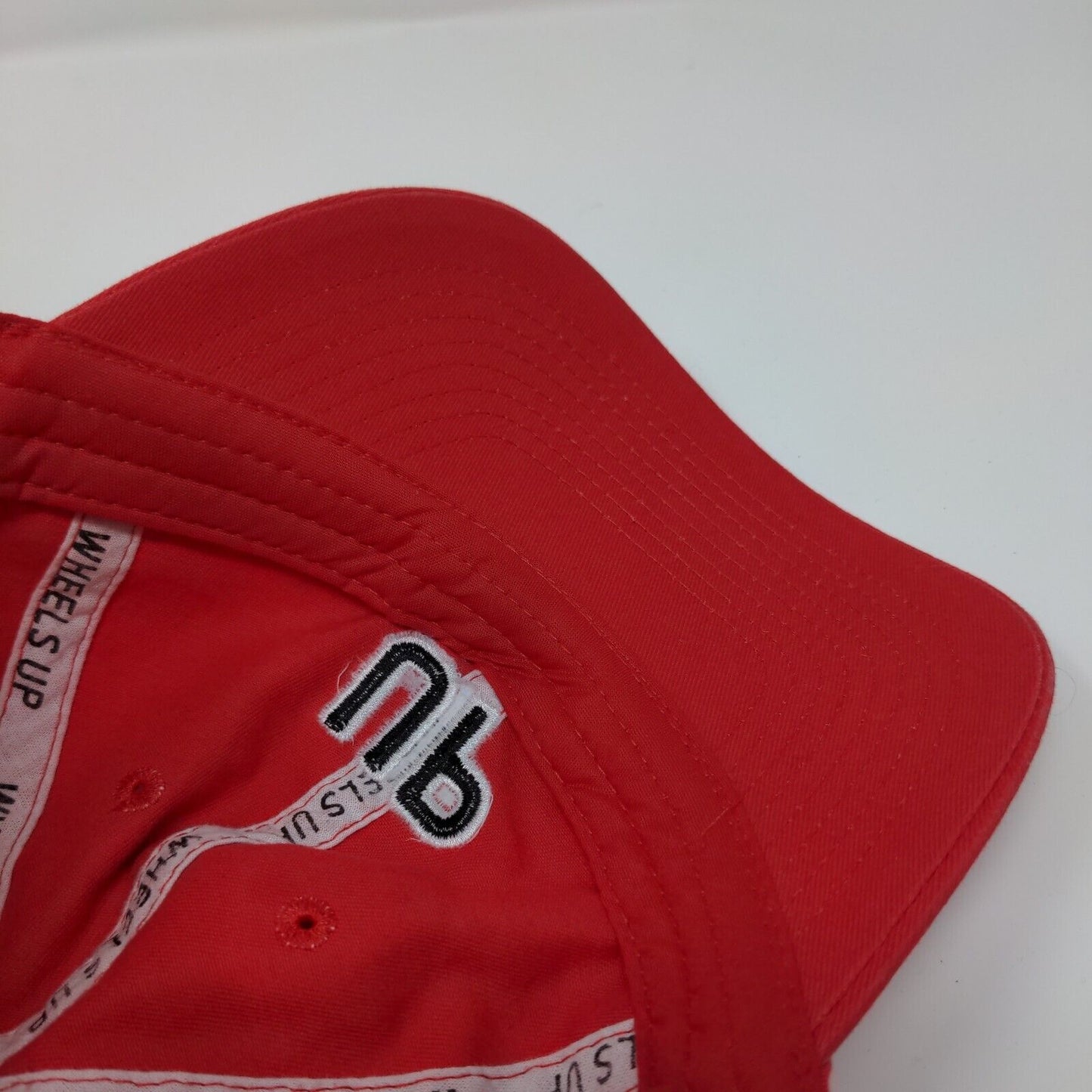 UP 8760 Slideback Hat Red OSFA Adjustable Embroidered 6 Panel Wheels Up Cotton