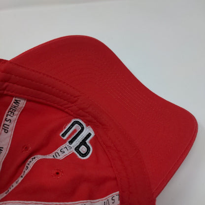 UP 8760 Slideback Hat Red OSFA Adjustable Embroidered 6 Panel Wheels Up Cotton