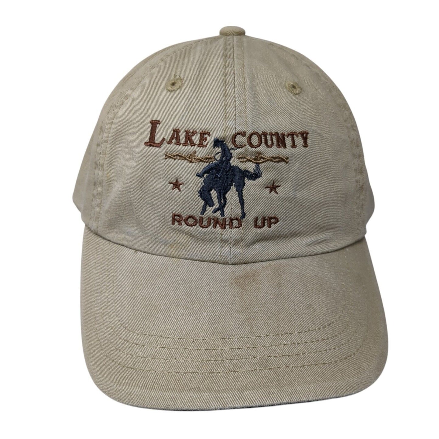 Lake County Round Up Strapback Hat Tan OS Adjustable Embroidered Port Authority