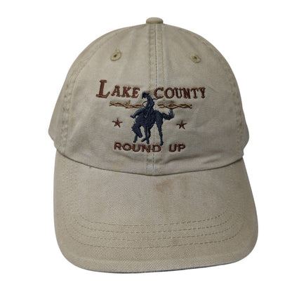 Lake County Round Up Strapback Hat Tan OS Adjustable Embroidered Port Authority