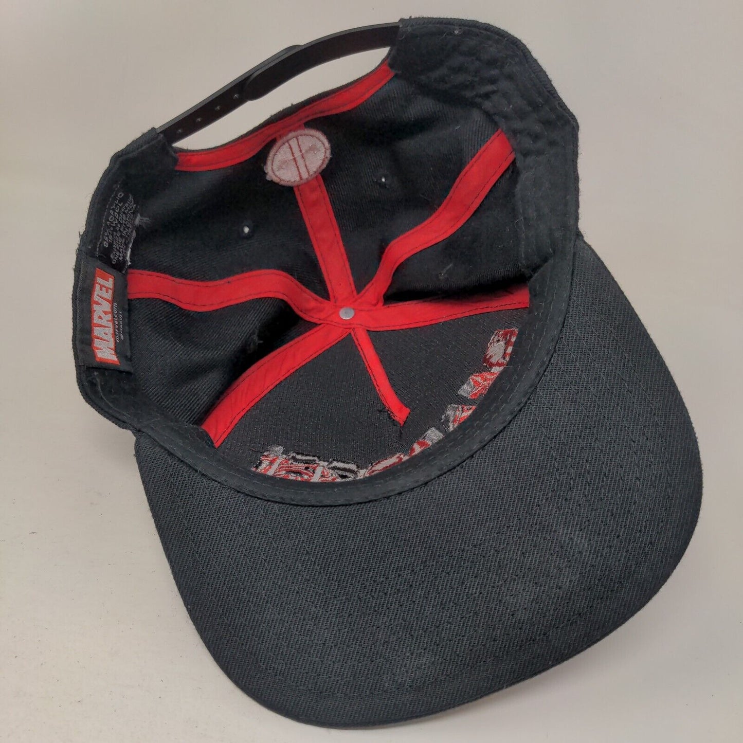 Deadpool Snapback Hat Black OSFM Adjustable Embroidered 6 Panel Marvel