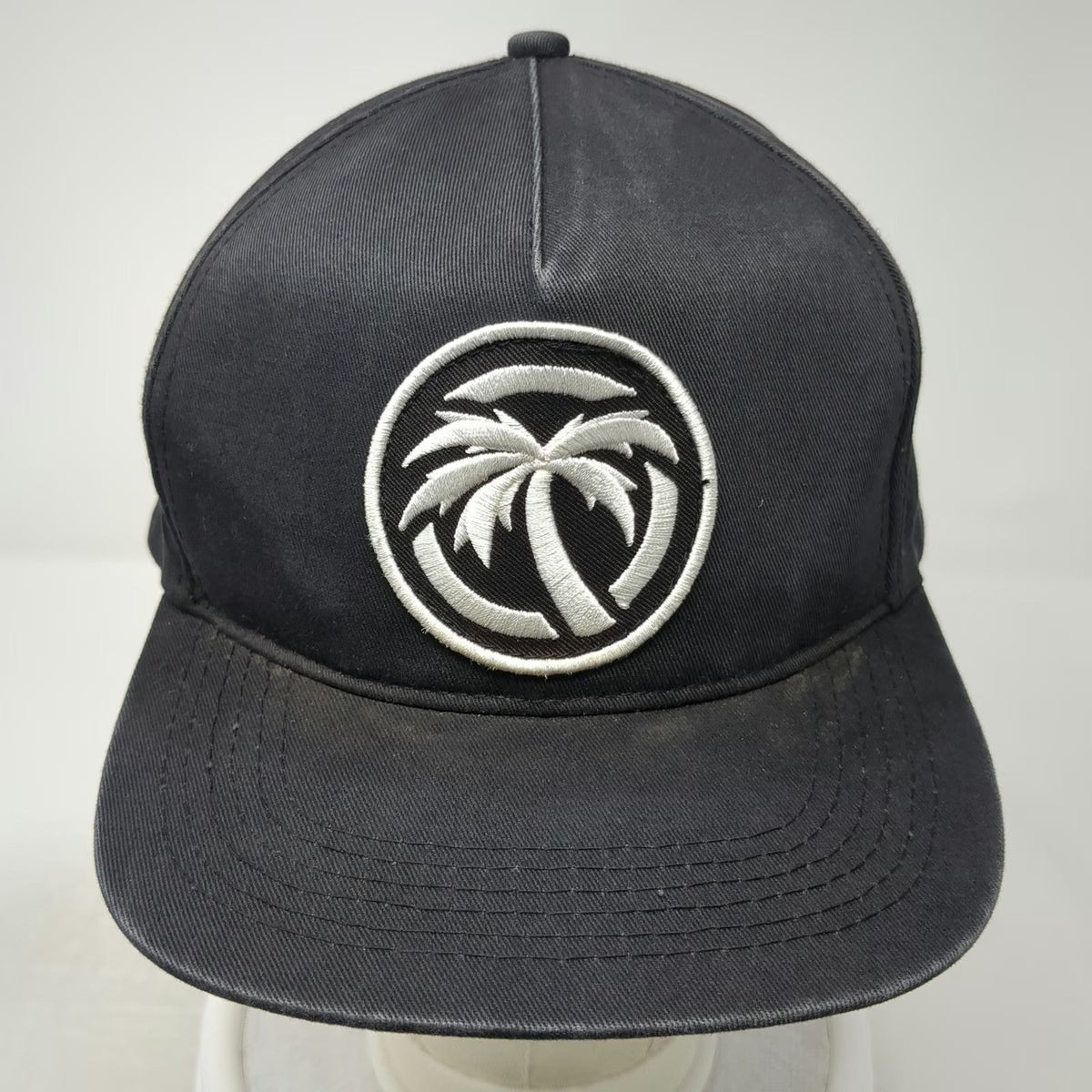 Heatwave 5 Panel Black Hat One Size Palm Tree Patch Snapback Flat Brim Cotton
