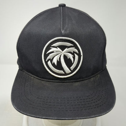Heatwave 5 Panel Black Hat One Size Palm Tree Patch Snapback Flat Brim Cotton