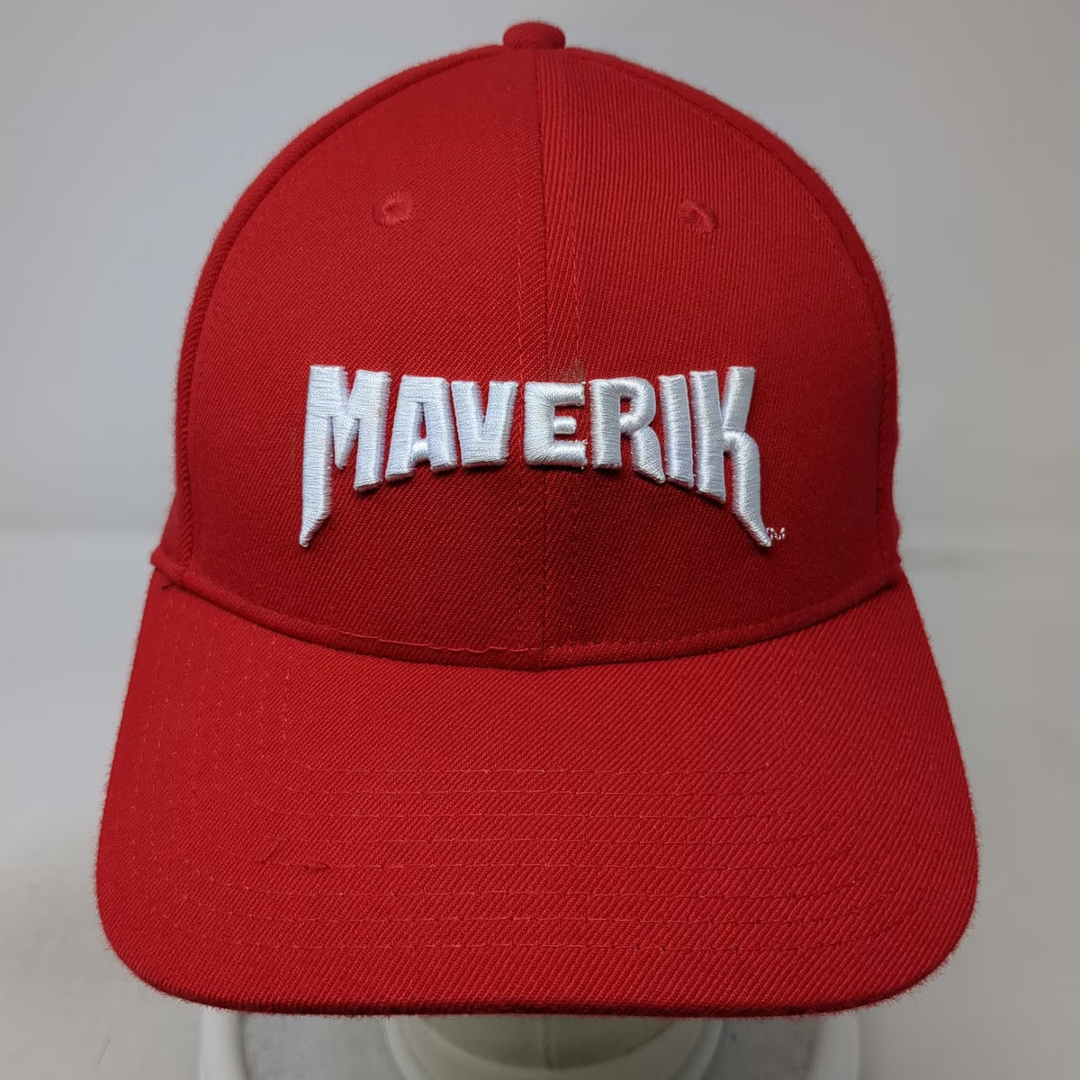 Maverik Baseball Cap Red M Adventure's First Stop Embroidered Fitted Promo Hat