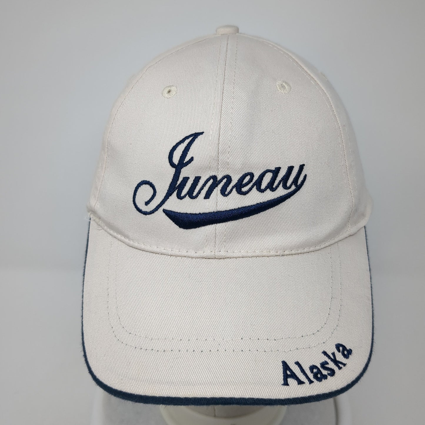 Juneau Alaska Strapback Hat Beige One Size Adjustable Embroidered