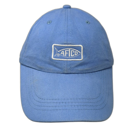 AFTCO Baseball Cap Blue One Size Slideback Cotton Fish Logo Fishing Hat Outdoor