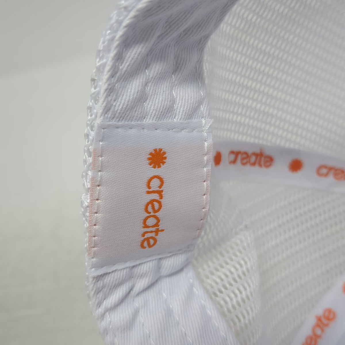 Create Trucker Hat White One Size Orange Embroidered Patch Mesh Back Snapback