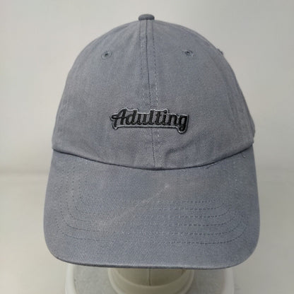 Adulting Slideback Hat Gray OSFM Adjustable Solid 6 Panel Vent Holes