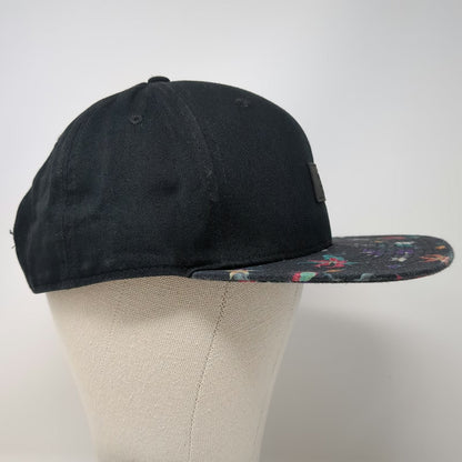 Vans Snapback Hat Black One Size Floral Pattern Brim Tropical Print Logo Patch