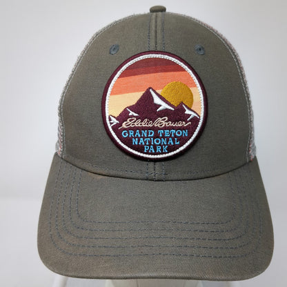 Eddie Bauer Trucker Hat Gray One Size Grand Teton National Park Mesh Snapback