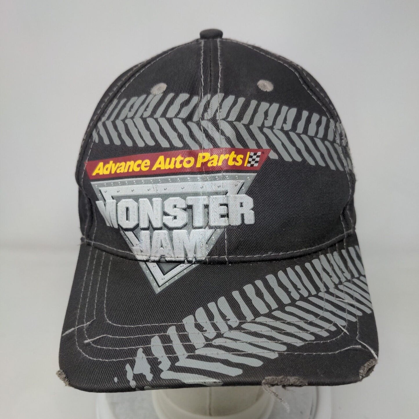 Monster Jam Advance Auto Parts Strapback Hat Gray OSFA Adjustable 6 Panel