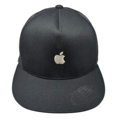 Yupoong Trucker Hat Black White One Size Apple Logo Mesh Snapback Embroidered
