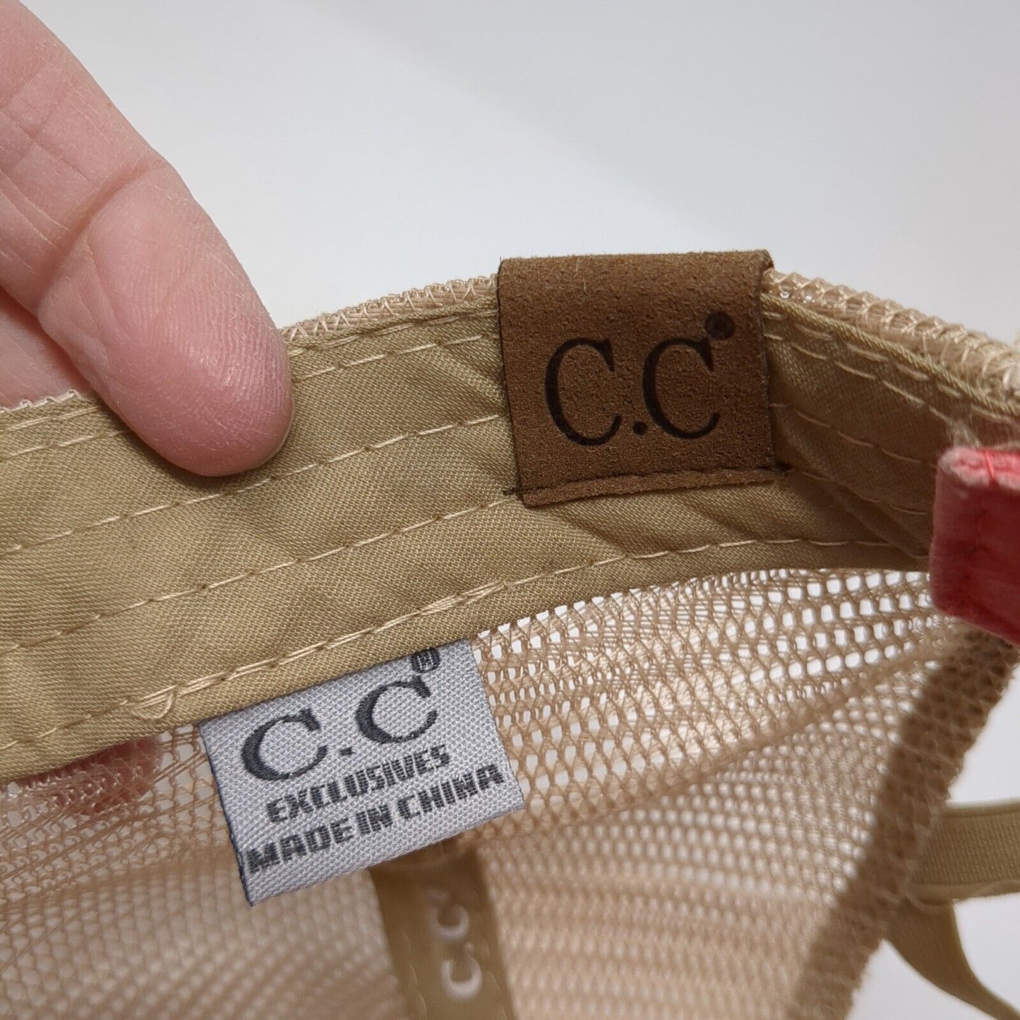 C.C Exclusives Strapback Trucker Hat Multi One Size Ponytail Distressed