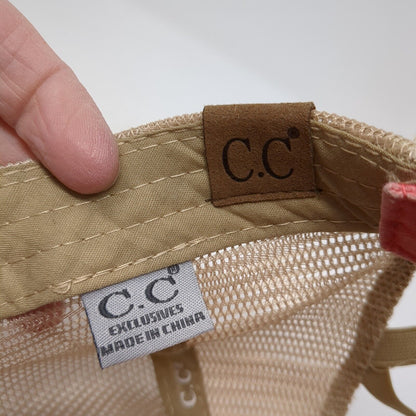 C.C Exclusives Strapback Trucker Hat Multi One Size Ponytail Distressed