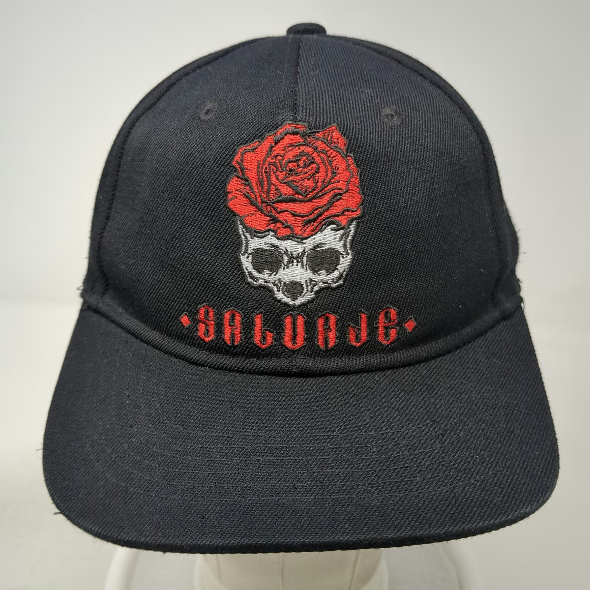 Ring of Fire Snapback Black One Size Rose Skull Salvaje Embroidered Hat Acrylic