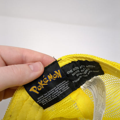 Pikachu Snapback Trucker Hat Yellow One Size Mesh Back Adjustable Pokemon