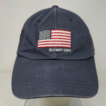 Old Navy 2004 Strapback Hat Blue S/M Embroidered American Flag Vented Holes