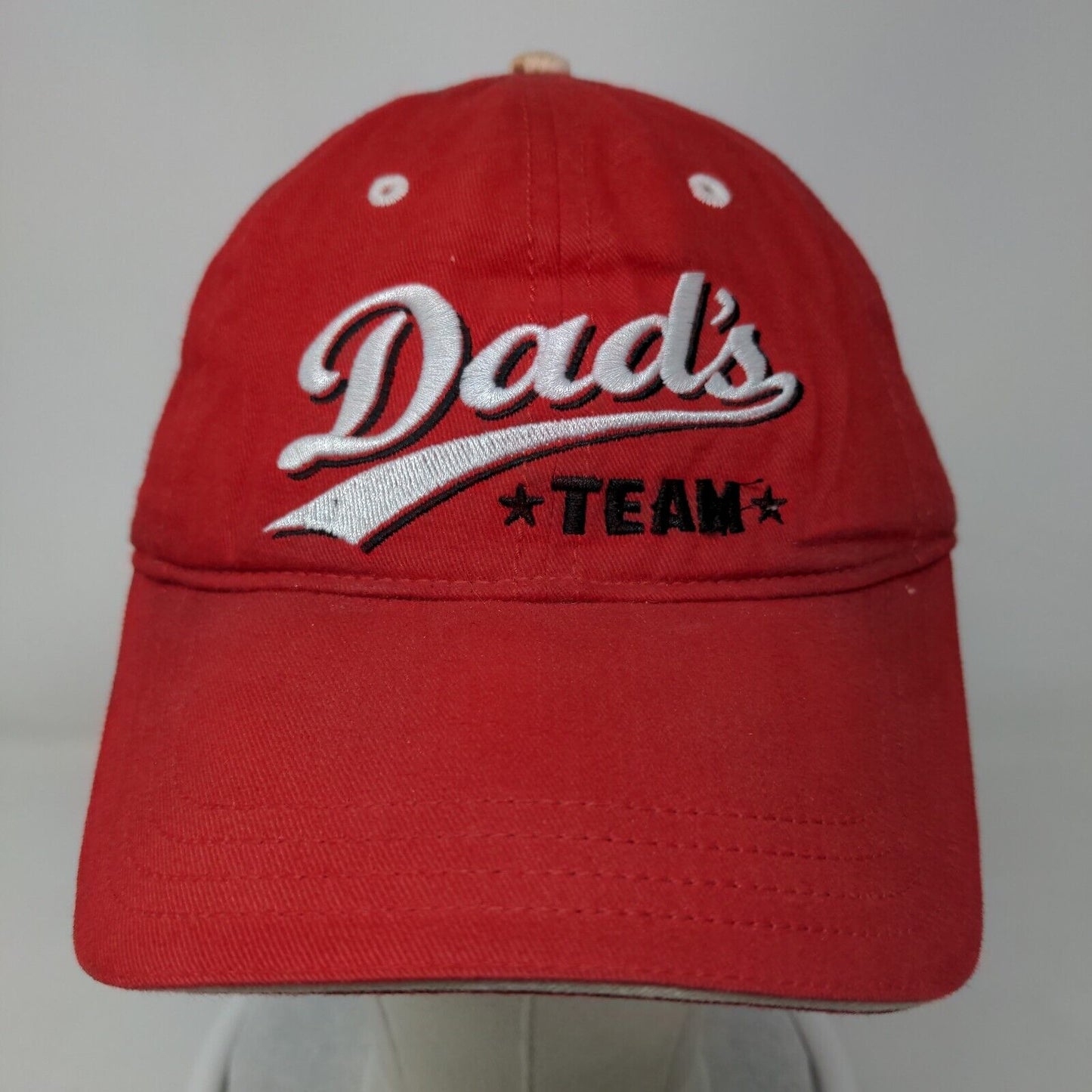 Dad's Team Strapback Hat Red One Size Embroidered Sherry 6 Panel