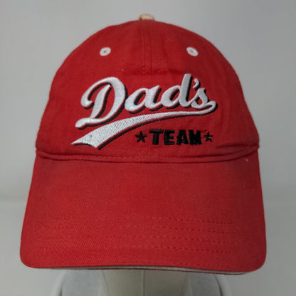 Dad's Team Strapback Hat Red One Size Embroidered Sherry 6 Panel