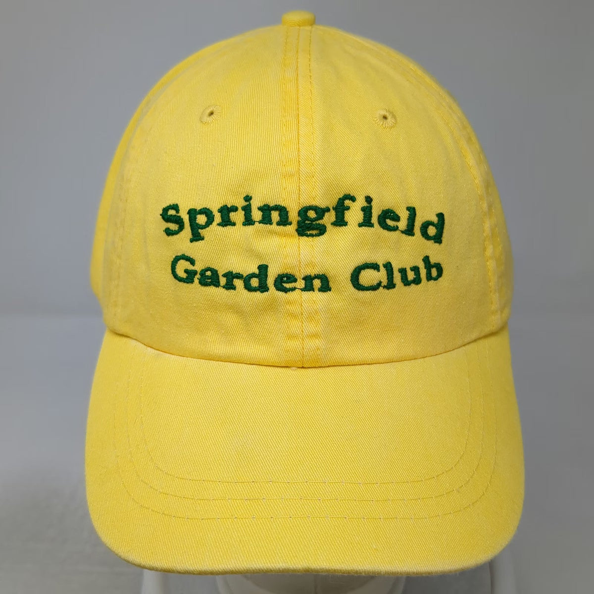 Adams Baseball Cap Yellow One Size Leather Strap Embroidered Garden Club Hat