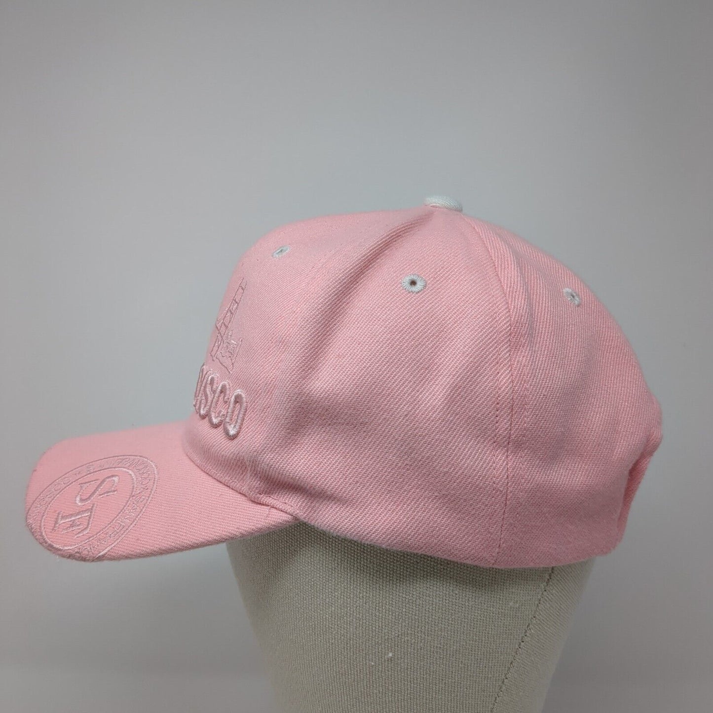 San Francisco Strapback Hat Pink One Size Adjustable Embroidered 6 Panel Chelona