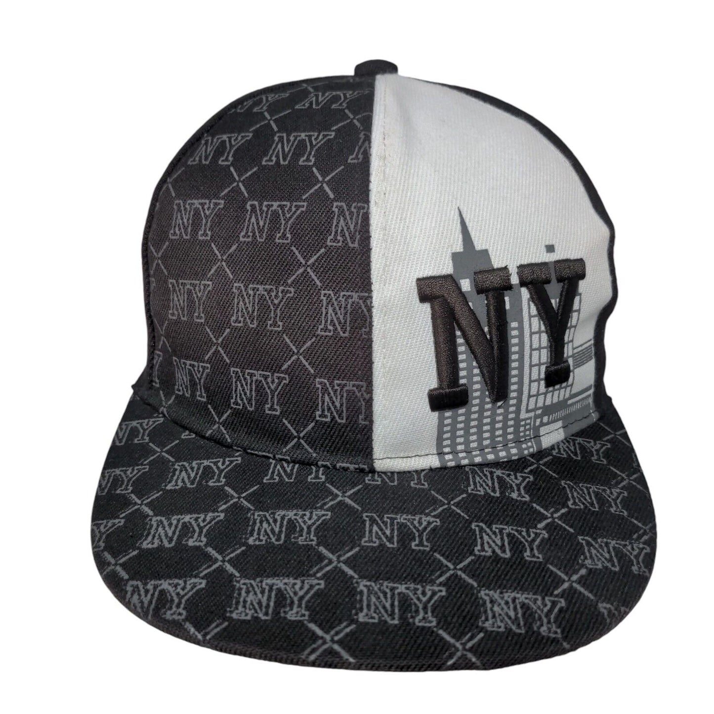 NY New York Snapback Hat Black One Size Adjustable Embroidered 6 Panel