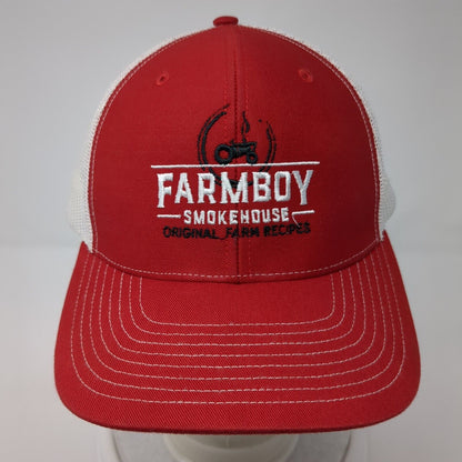 Farmboy Smokehouse Original Farm Recipes Snapback Trucker Hat Red OS Mesh Back