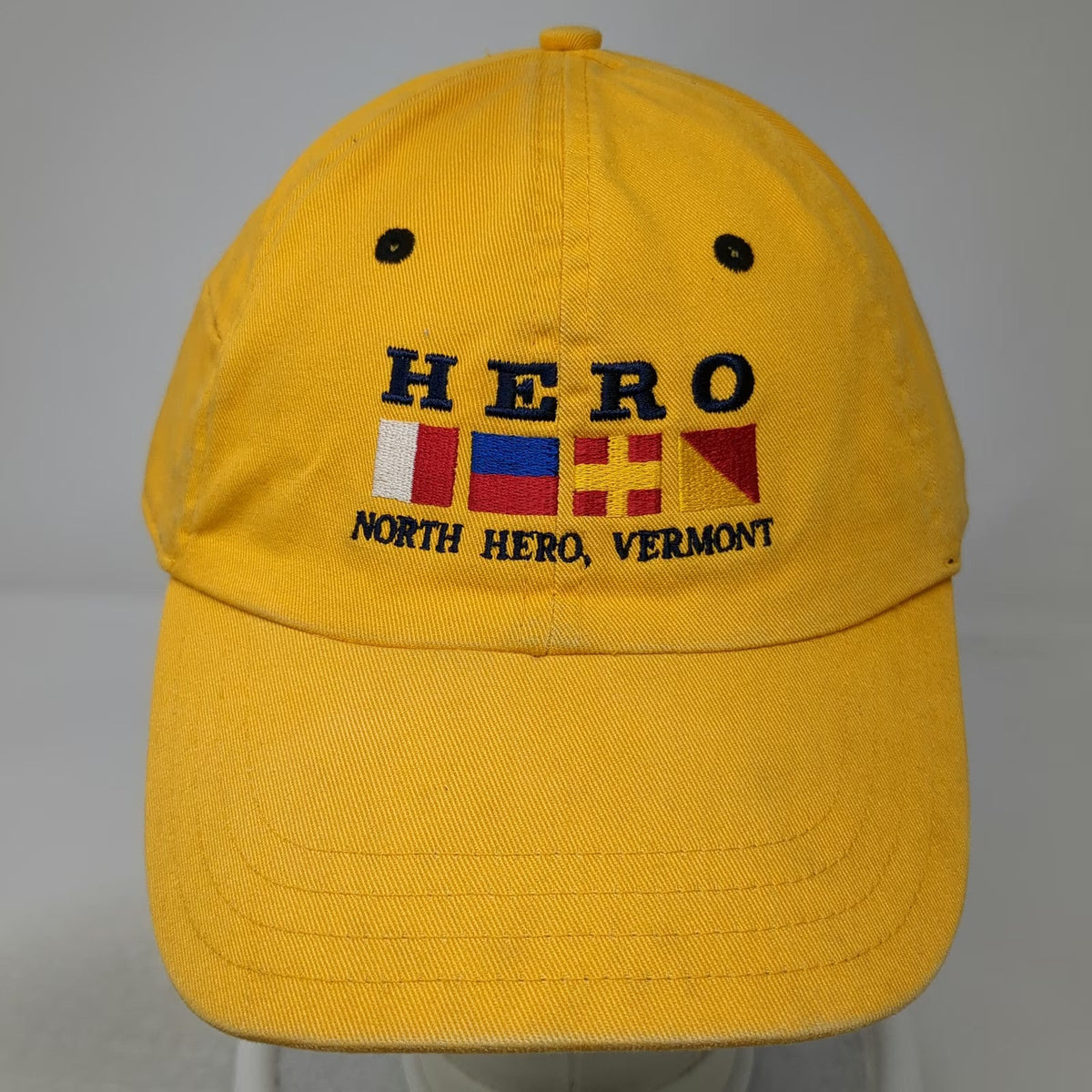 HYP Baseball Cap Yellow One Size Side Pocket North Hero Vermont Nautical Hat