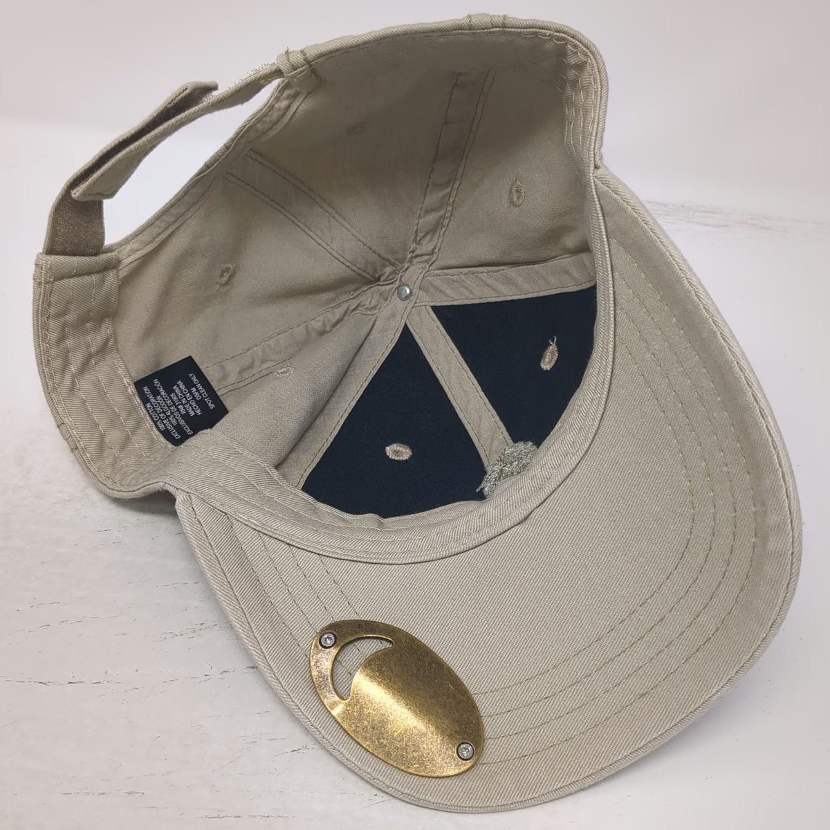 Baseball Cap Beige One Size Palm Tree Bottle Opener Strapback Beach Cotton Hat
