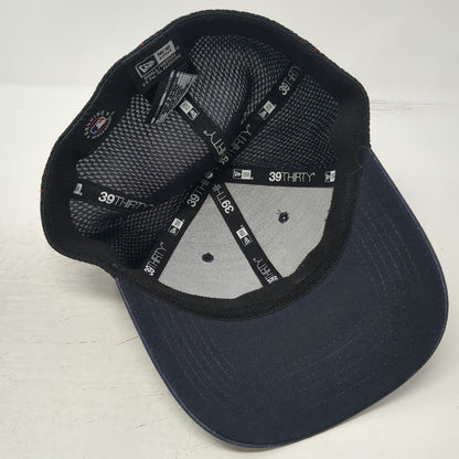 New Era Boston Red Sox MLB Blue M Baseball Cap Mesh Back Stretch Fit Red Stitch