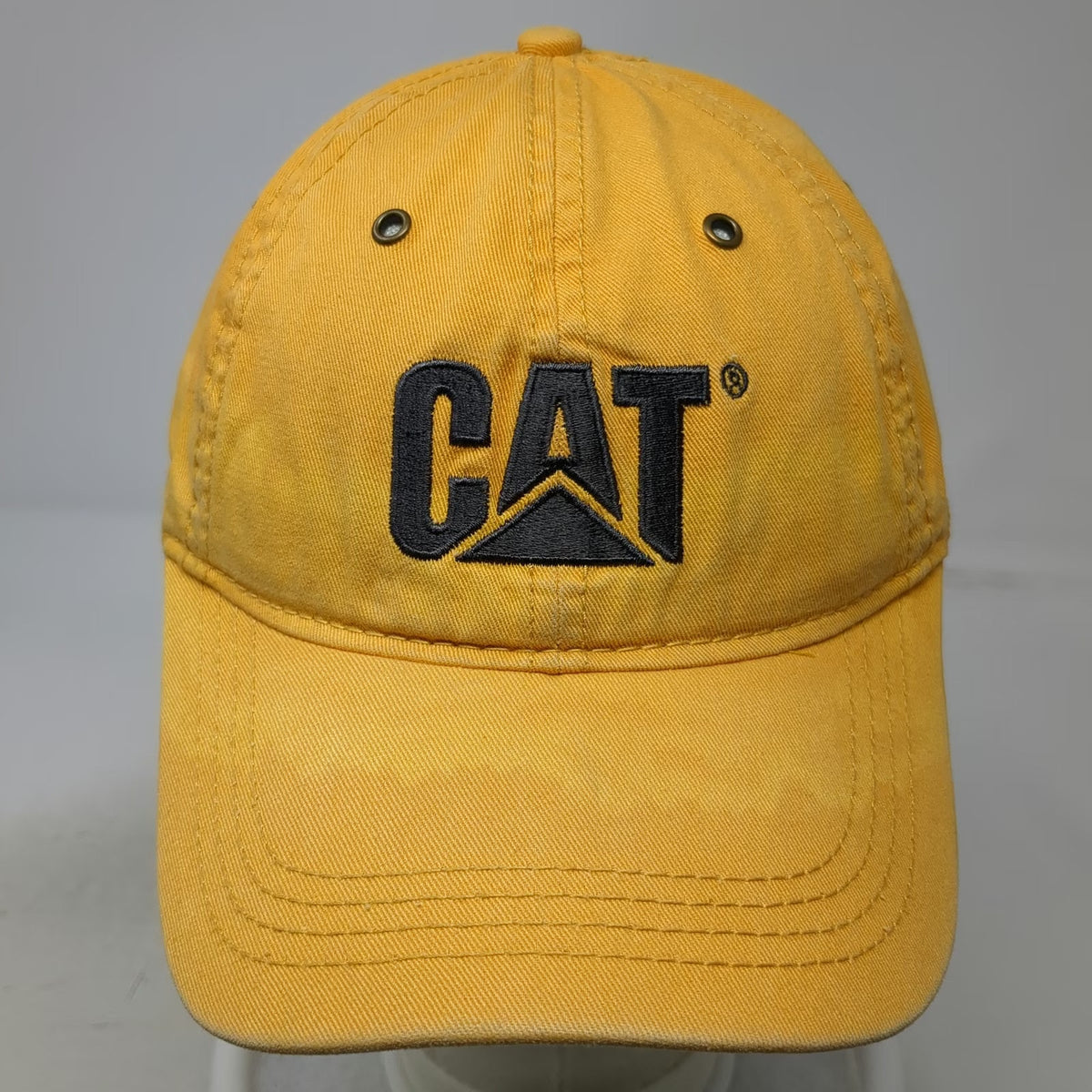 CAT Caterpillar Baseball Cap Yellow Black OSFM Adjustable Strapback Hat Cotton