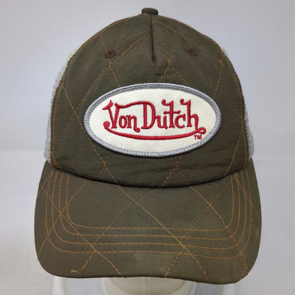Von Dutch Trucker Hat Brown One Size Quilted Patch Mesh Snapback Embroidered Hat