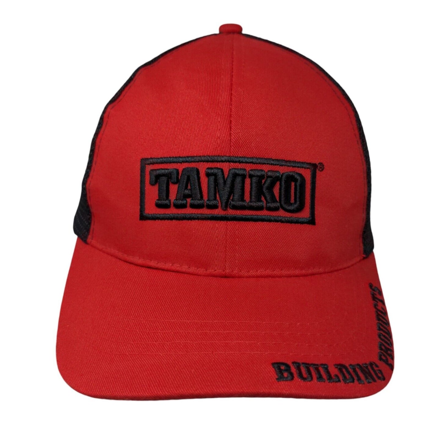 Tamko Building Products Strapback Mesh Back Trucker Hat Red OSFA Colorblock