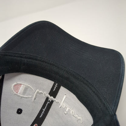 Champion Slideback Hat Black One Size Adjustable Embroidered 6 Panel Cotton